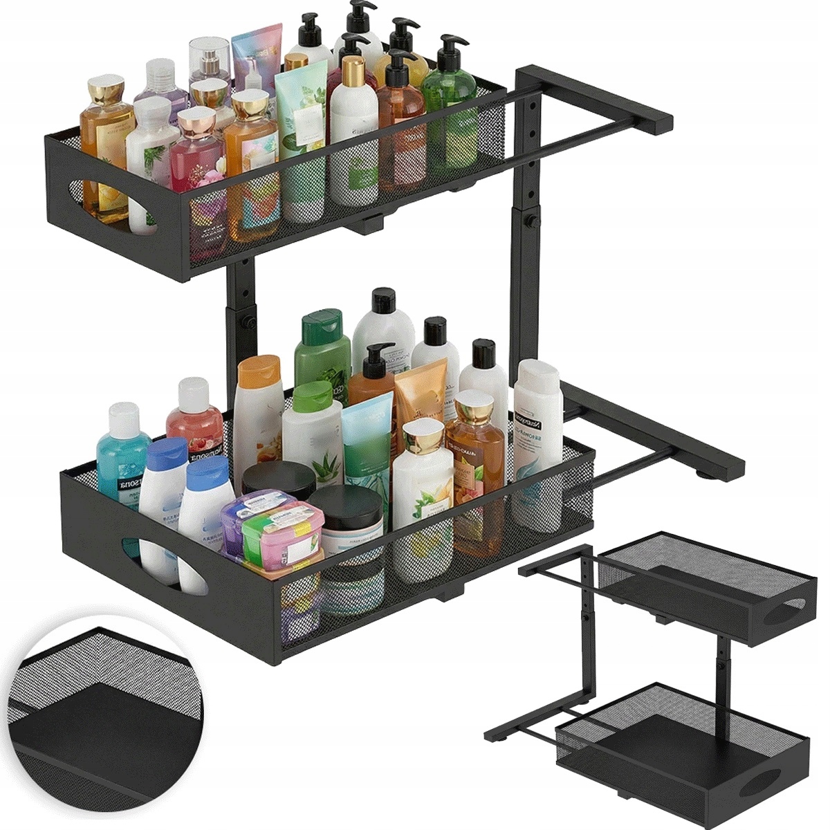 Kovový stojan na skladování s zásuvkami a nastavitelnou výškou