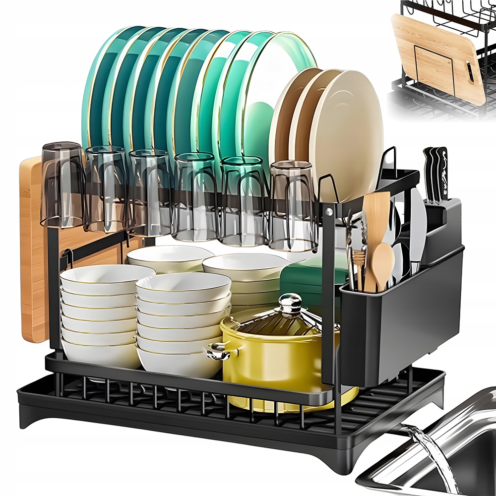 Odkapávač Na Nádobí Dvouúrovňová Odkapávač Skladovací Regál Na Příbory