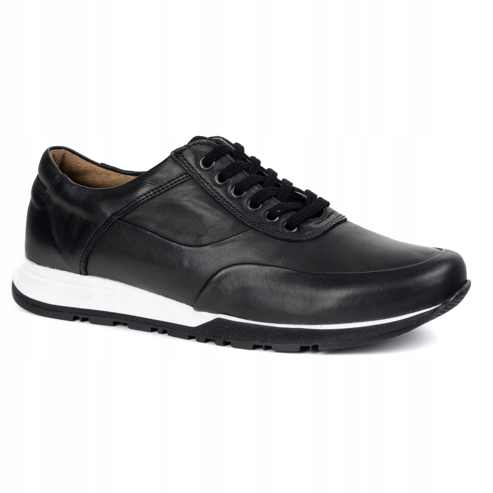 Pánské kožené sportovní ležérní šněrovací boty Polské 902KNT Bi černé 45