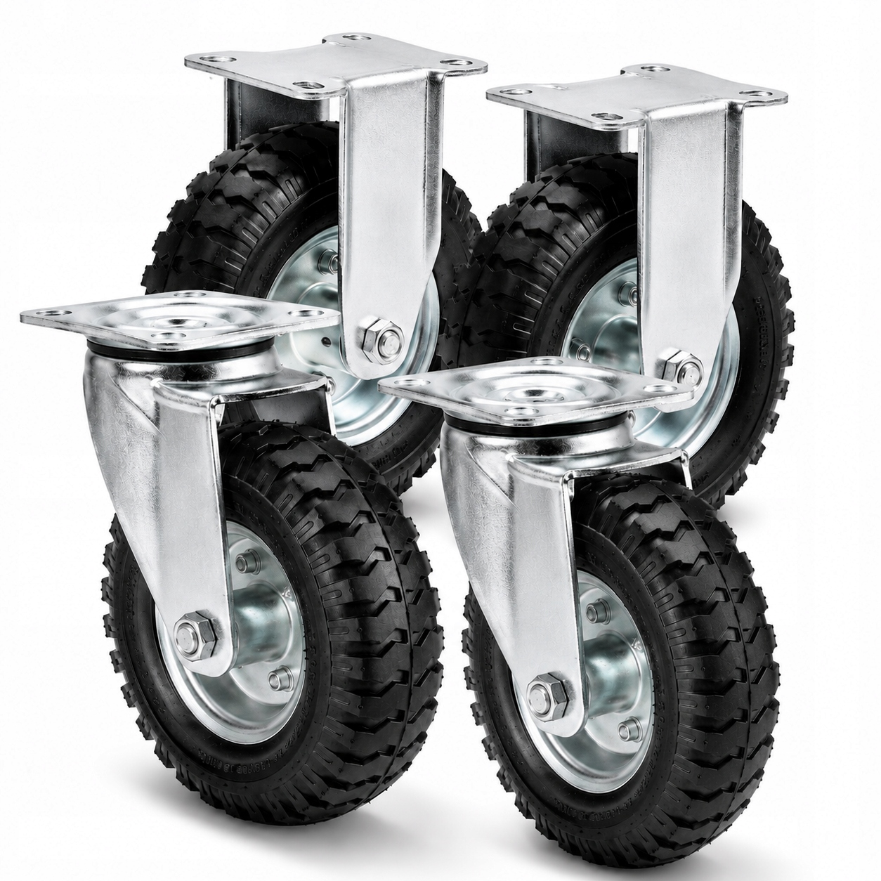 Sada 4 transportních kol 218 mm, nafukovací ocelová kuličková deska, pozinkovaná