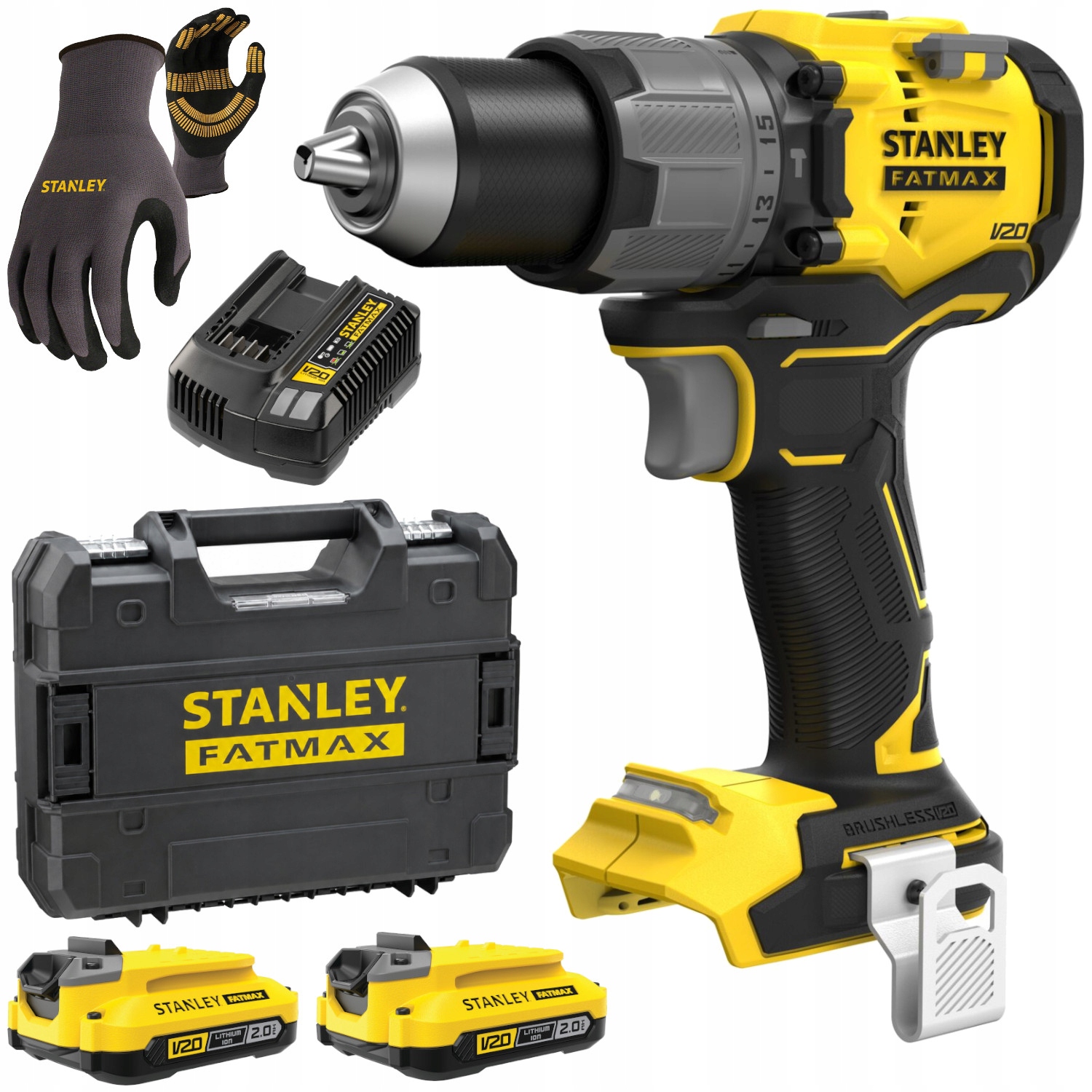 Stanley Wkrętarka udarowa bezszczotkowa 18V 80Nm 2x2Ah SFMCD726 Rękawice