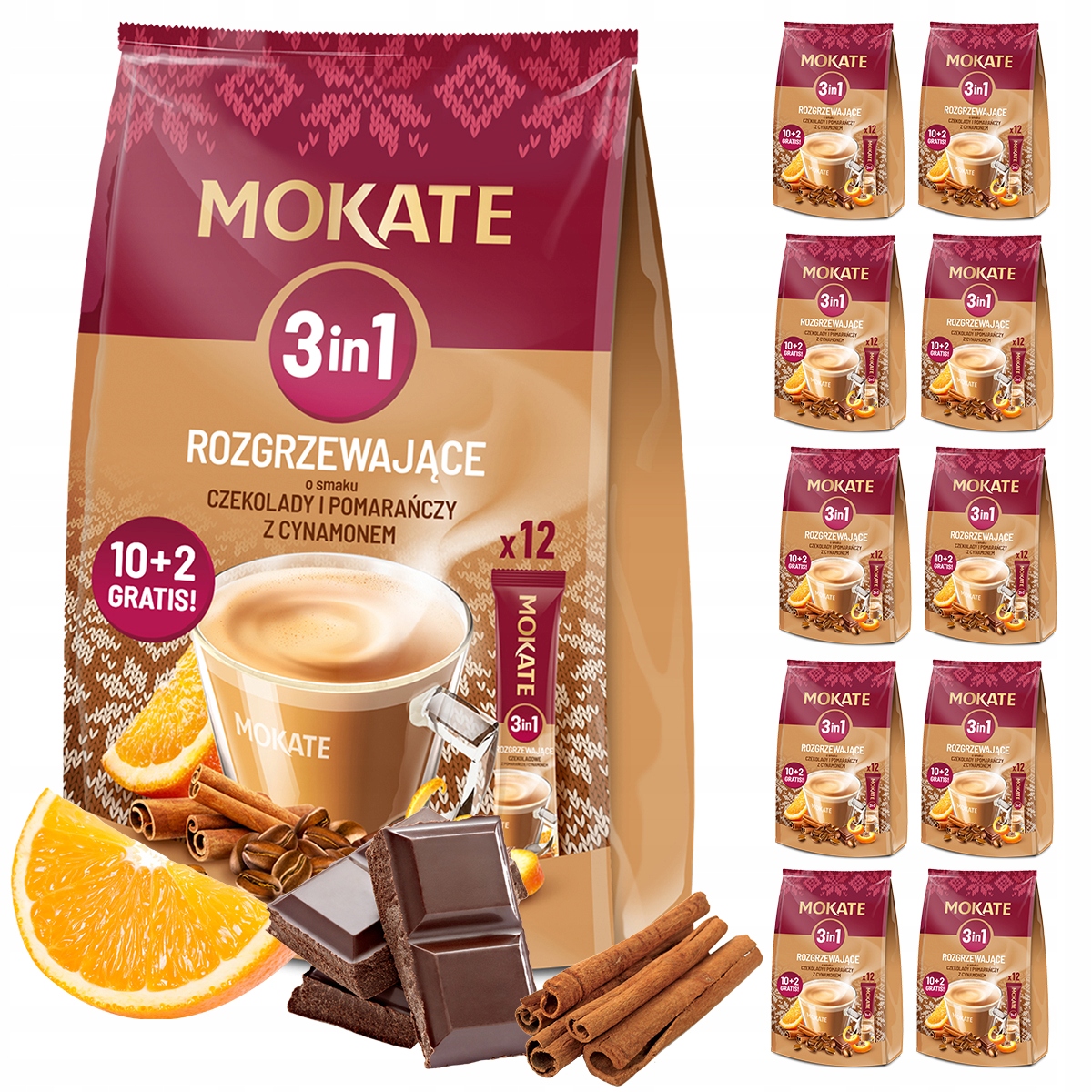 Rozgrzewająca Kawa Rozpuszczalna 3w1 Czekolada Pomarańcza Cynamon 10 szt.
