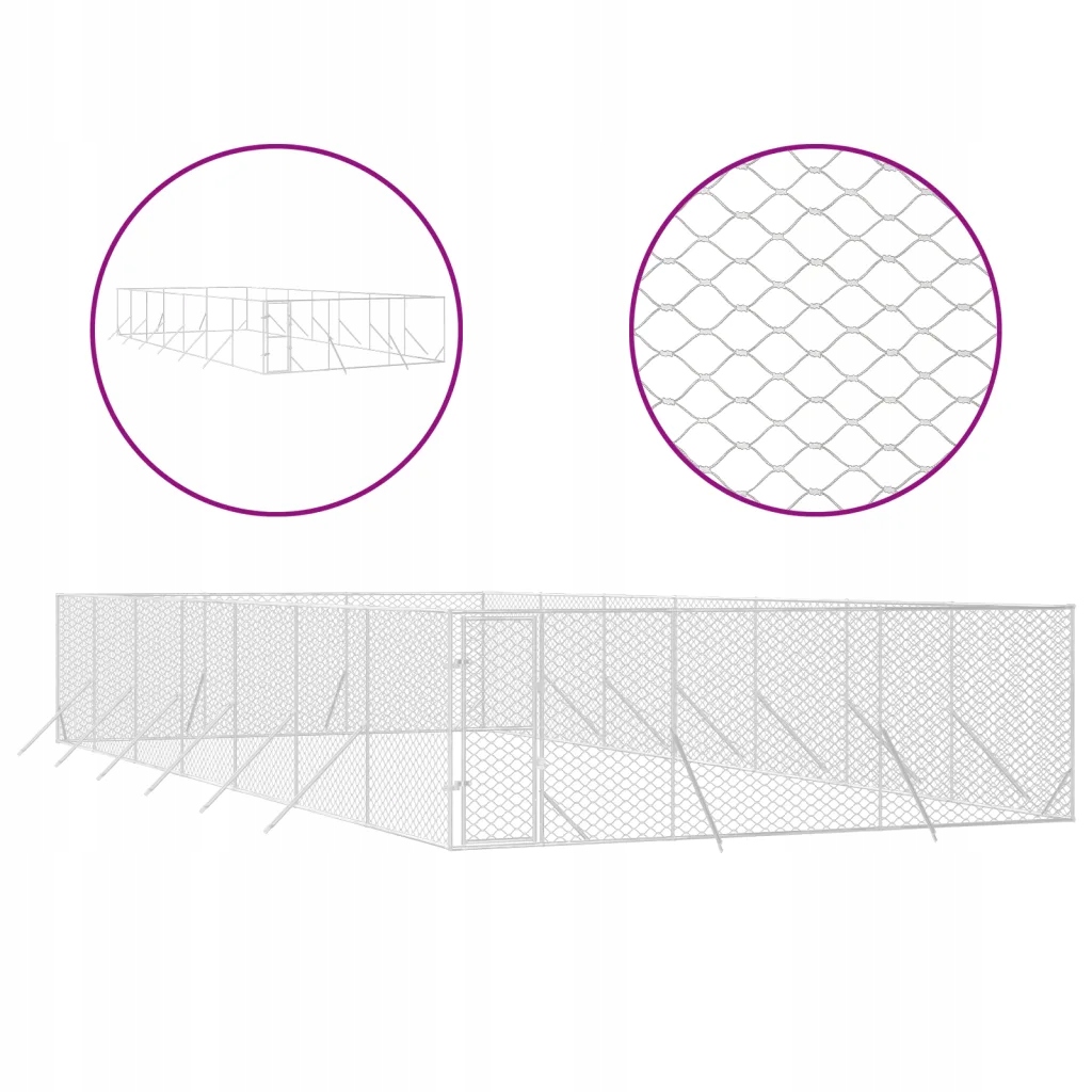 Levně Kotec venkovní pro psa, 6x14x2 m, ocel galvanizovaná
