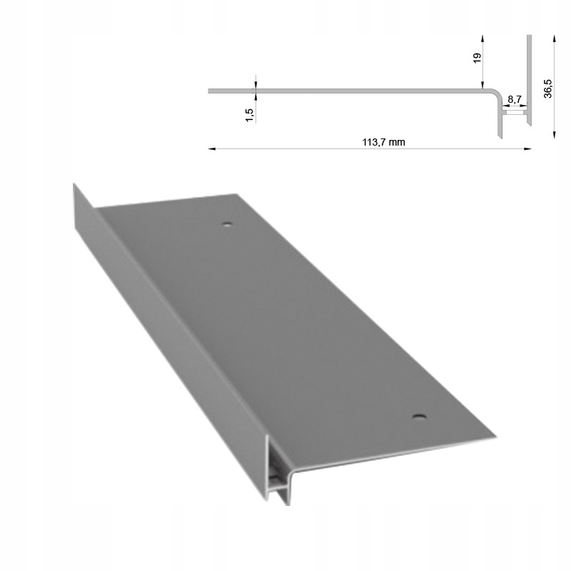 Rovný Schodišťový Profil Sw Renoplast 200 CM Šedý Ral 7037