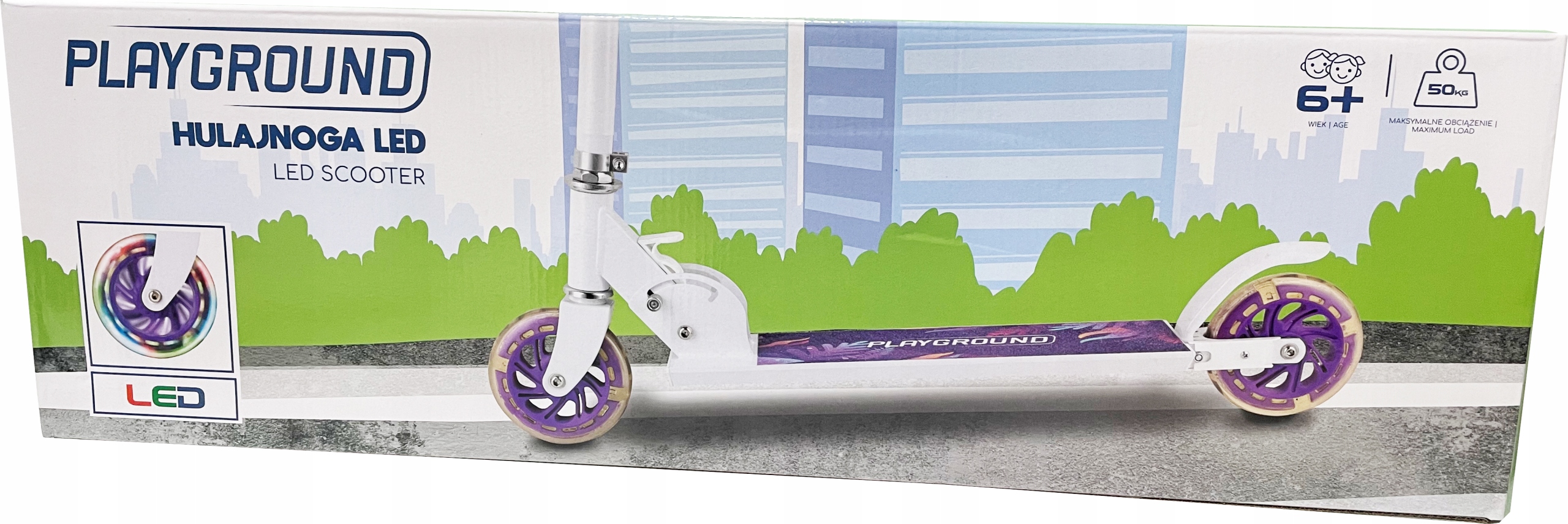 HULAJNOGA LED PLAYGROUND ŚWIECĄCE KOŁA FIOLETOWA Marka Playground