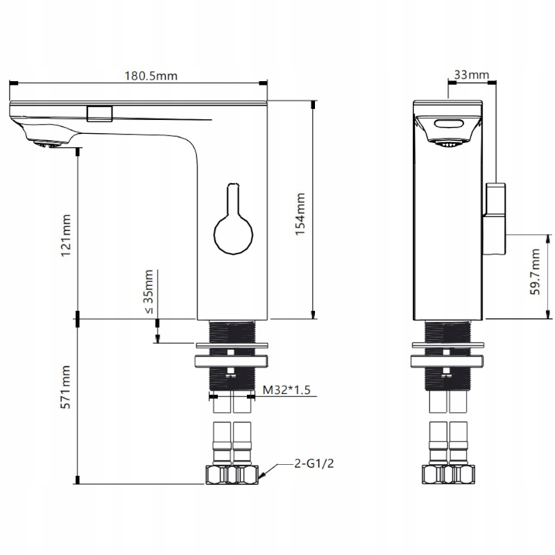 BATERIA ŁAZIENKOWA BEZDOTYKOWA F14A CHROM LCD Linia F14A