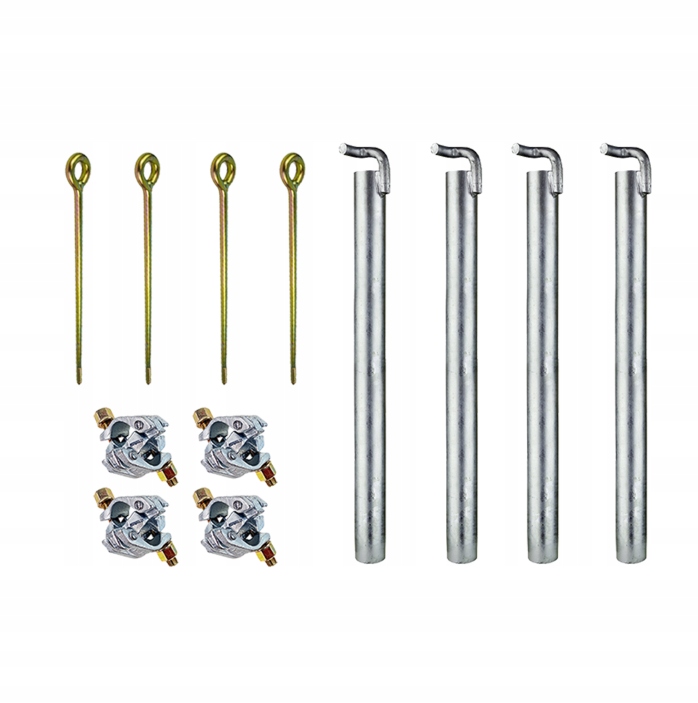 Kotva 100 cm 4x+Šroub pro kotvení s uchem 40 cm 4x+Křížový konektor 4x Sada