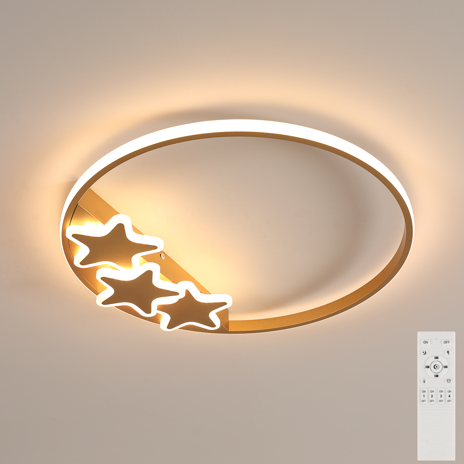 Led Závěsné Stropní Svítidlo Zlaté Moderní do Ložnice Stmívatelné Dálkové Ovládání 37W