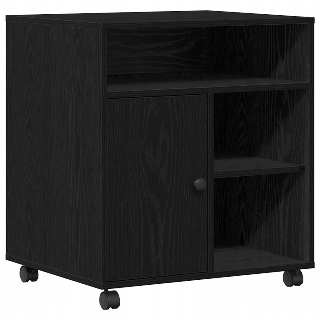 Stojan na tiskárnu černý dub 60 x 50 x 67 cm s kolečky