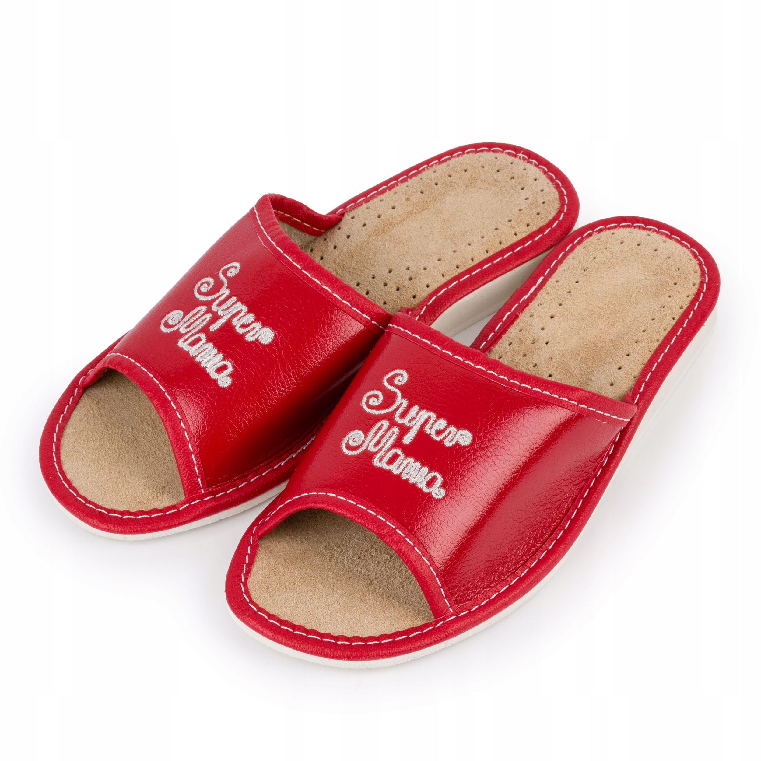 PREZENT! KLAPKI SUPER MAMA SKÓRA KAPCIE DLA MAMY ! Marka Nowo