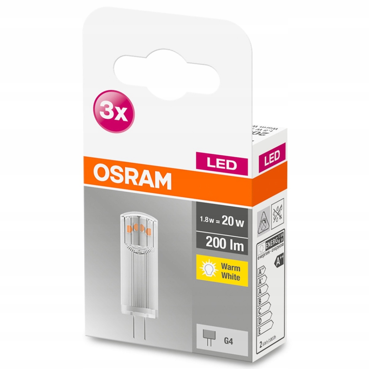 

Zestaw 3x Żarówka Led G4 Kapsułka 1,8W 200lm Osram