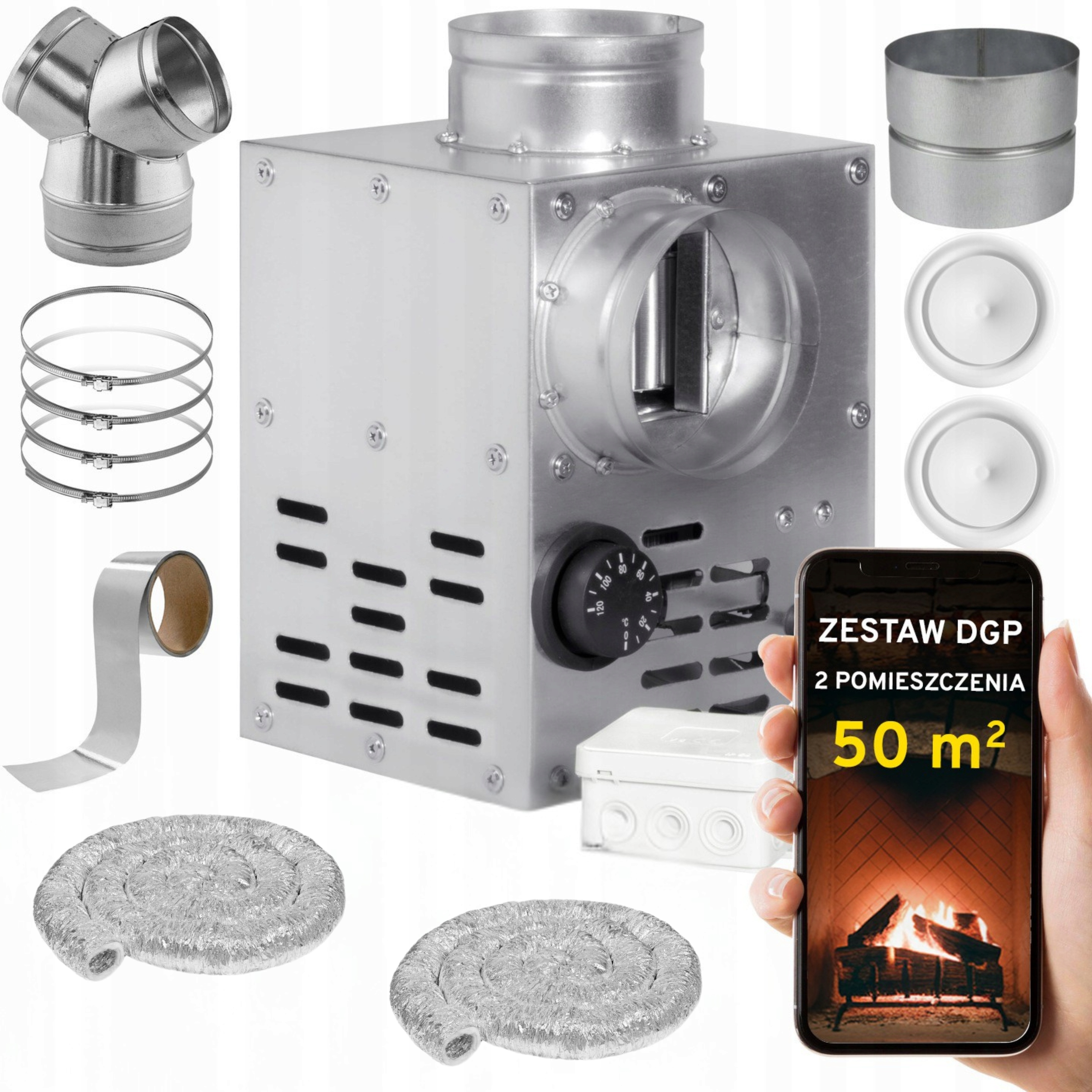 Komínová Turbína Ventilátor Komínový Set Dgp 2 miestnosti 50 m2