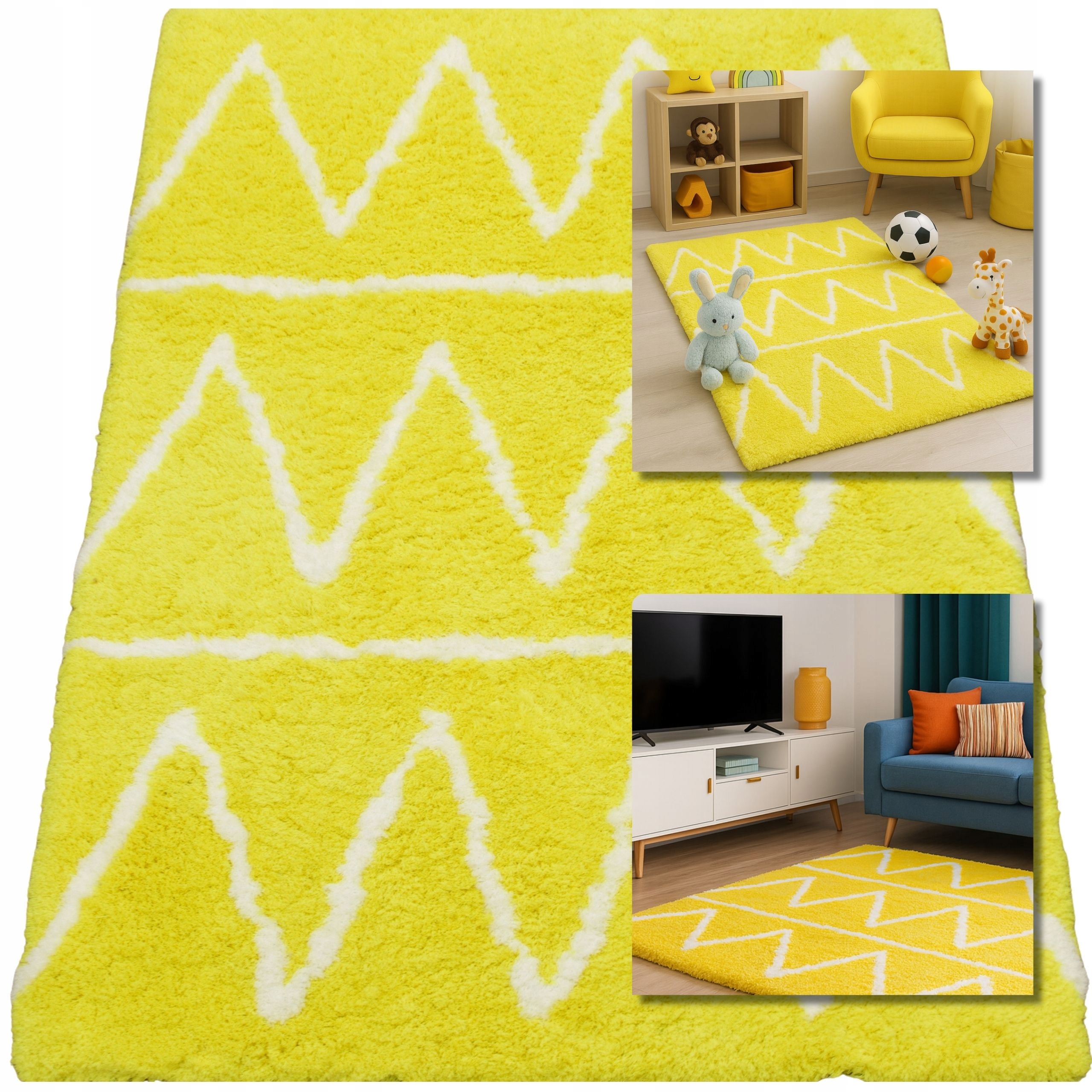 Koberec Žlutý Dětský Koberec Velvet Koberce Shaggy Nadýchané 80x150