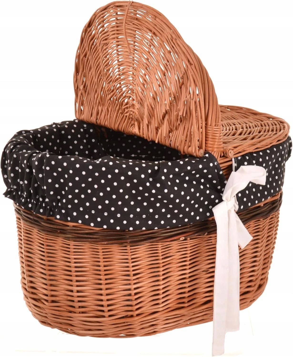 Aqbau piknikový koš s víkem 40 cm, proutěný, na velikonoční nákupy, černý