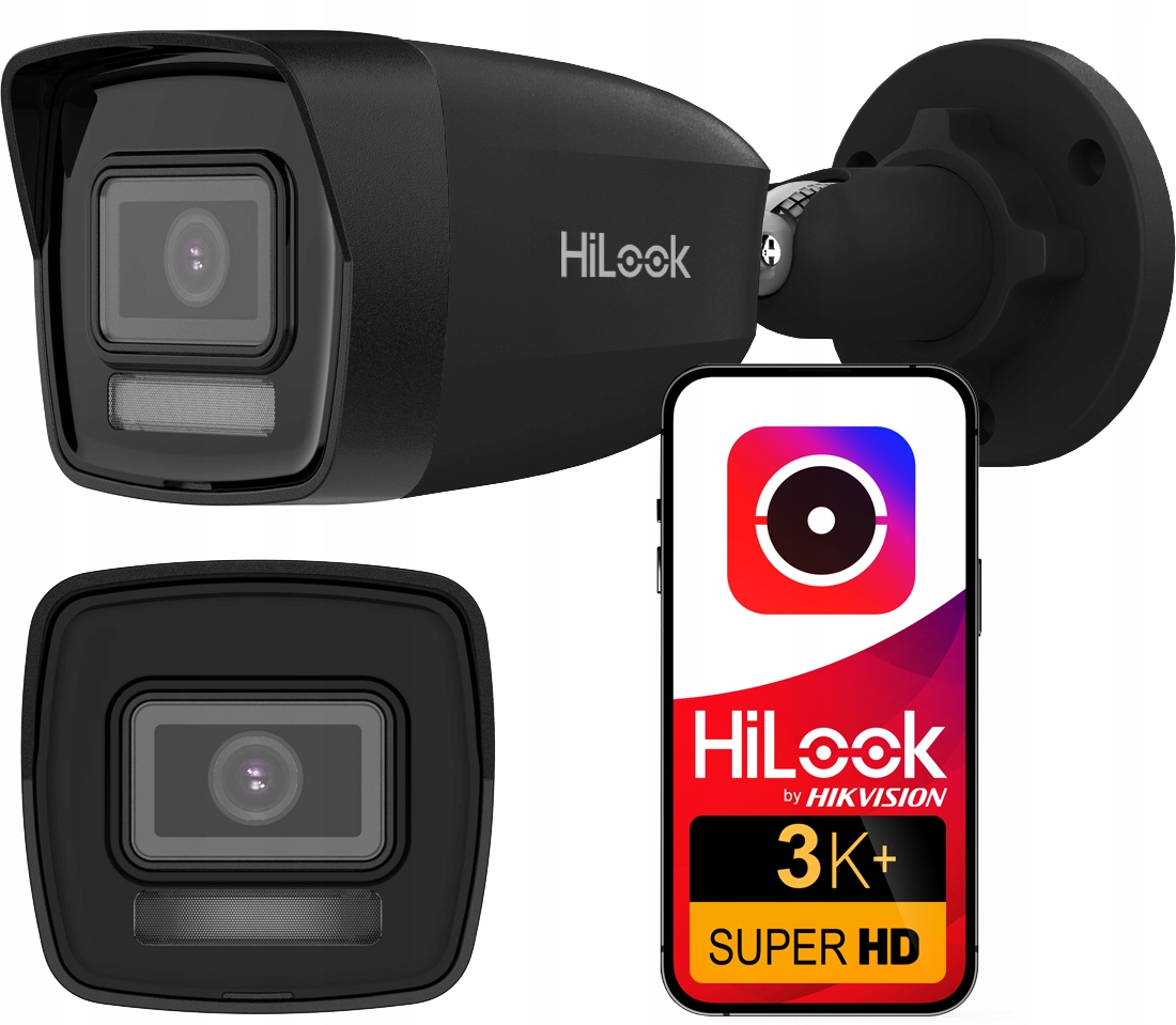 Ip kamera 6 Mpx 3K+ HiLook od Hikvision, vonkajšia, IPC-B160HA-LU Black, PoE