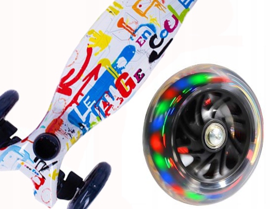 HULAJNOGA TRÓJKOŁOWA DLA DZIECI BALANSOWA KOŁA LED STYL GRAFFITI Liczba kół 3