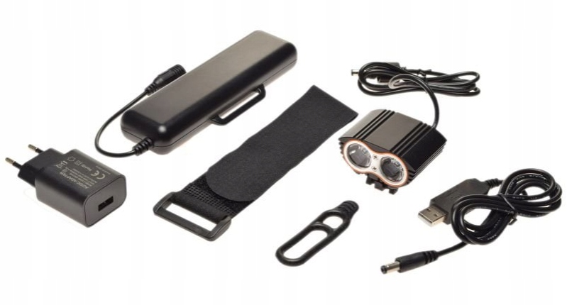 Lampa Rowerowa Przód 2 x Led Cree Czarna 10000 mAh