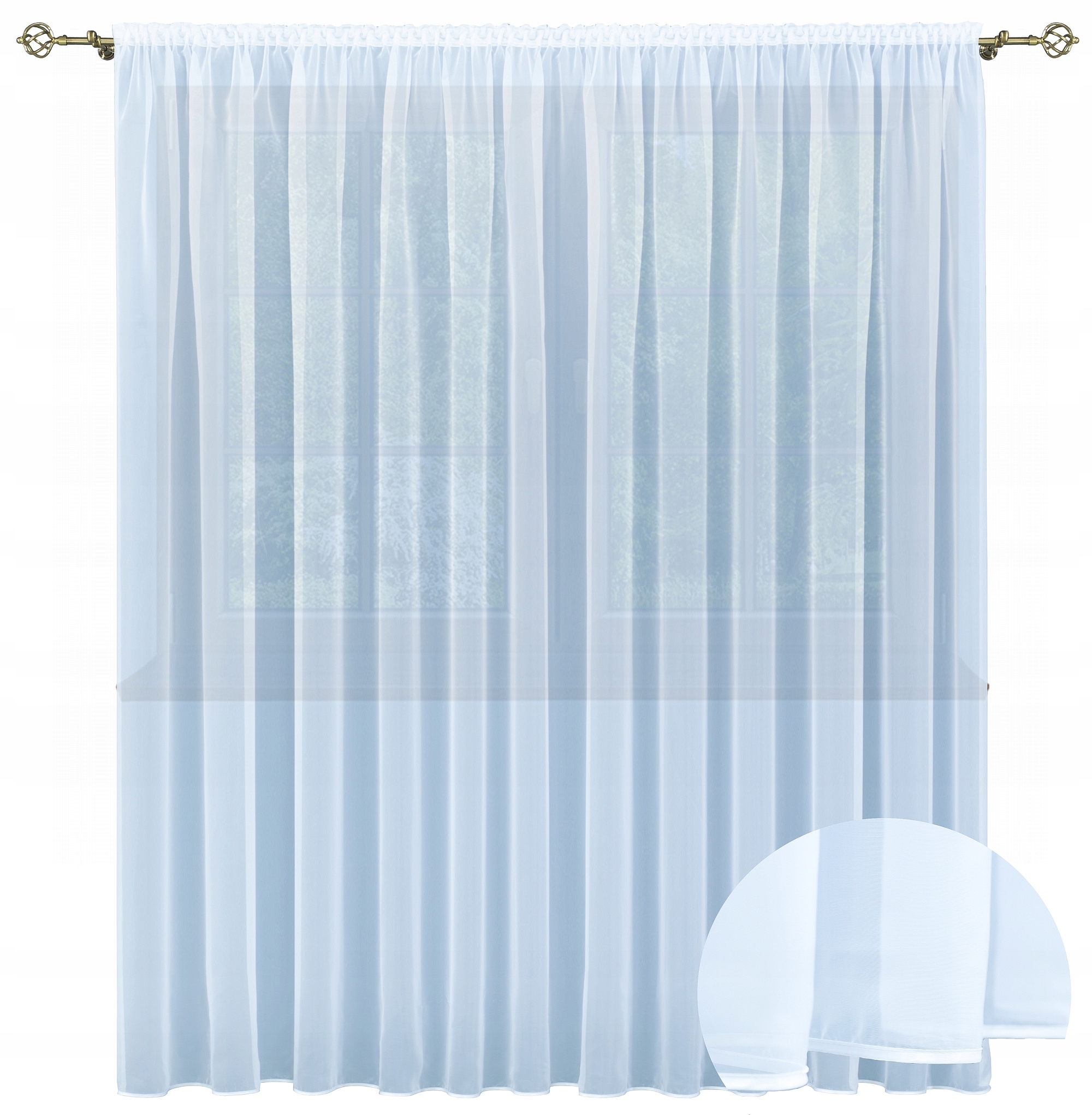 Záclona Záclona Voál 700x250 Hotová S Lemem Bílá