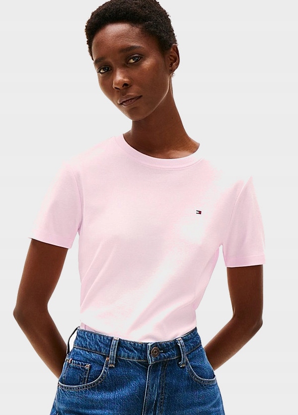 Tommy Hilfiger tričko s kulatým výstřihem, růžová barva, velikost Xs