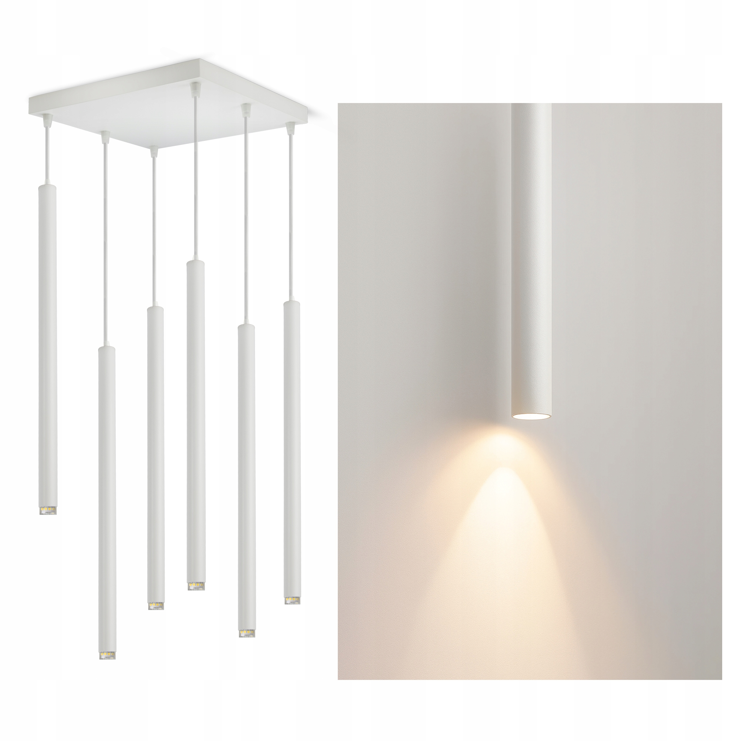 Závesná stropná lampa Laser Sopel Tuba 854-AZ6 Biela G9 6-bodová Led