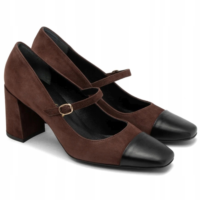 Dámské lodičky s koženým páskem Ryłko 7Z202_A4 _3TWF kůže hnědá Vel. 36