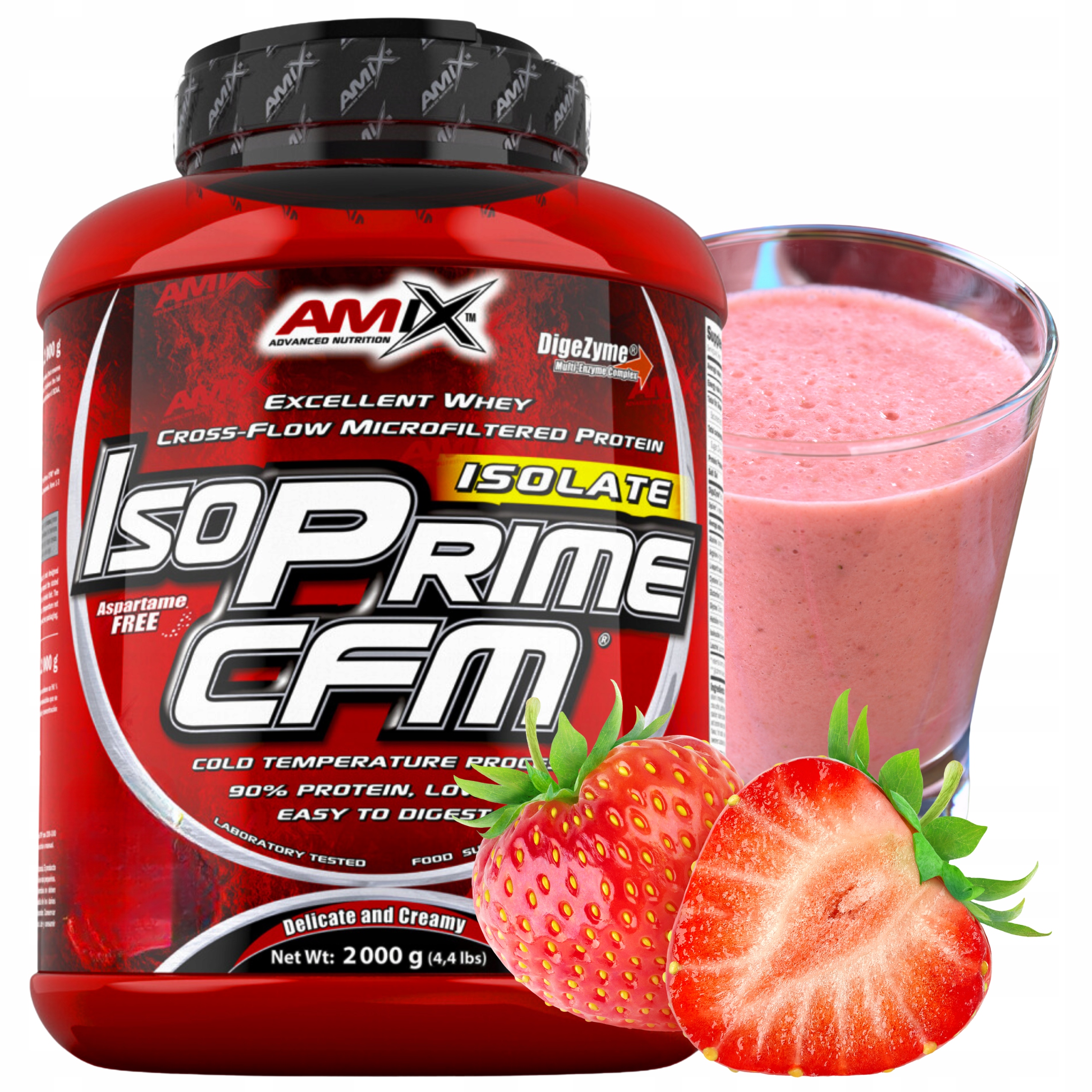 Izolát Wpi 90 Whey Protein Syrovátkový protein Amix IsoPrime Cfm jahodový