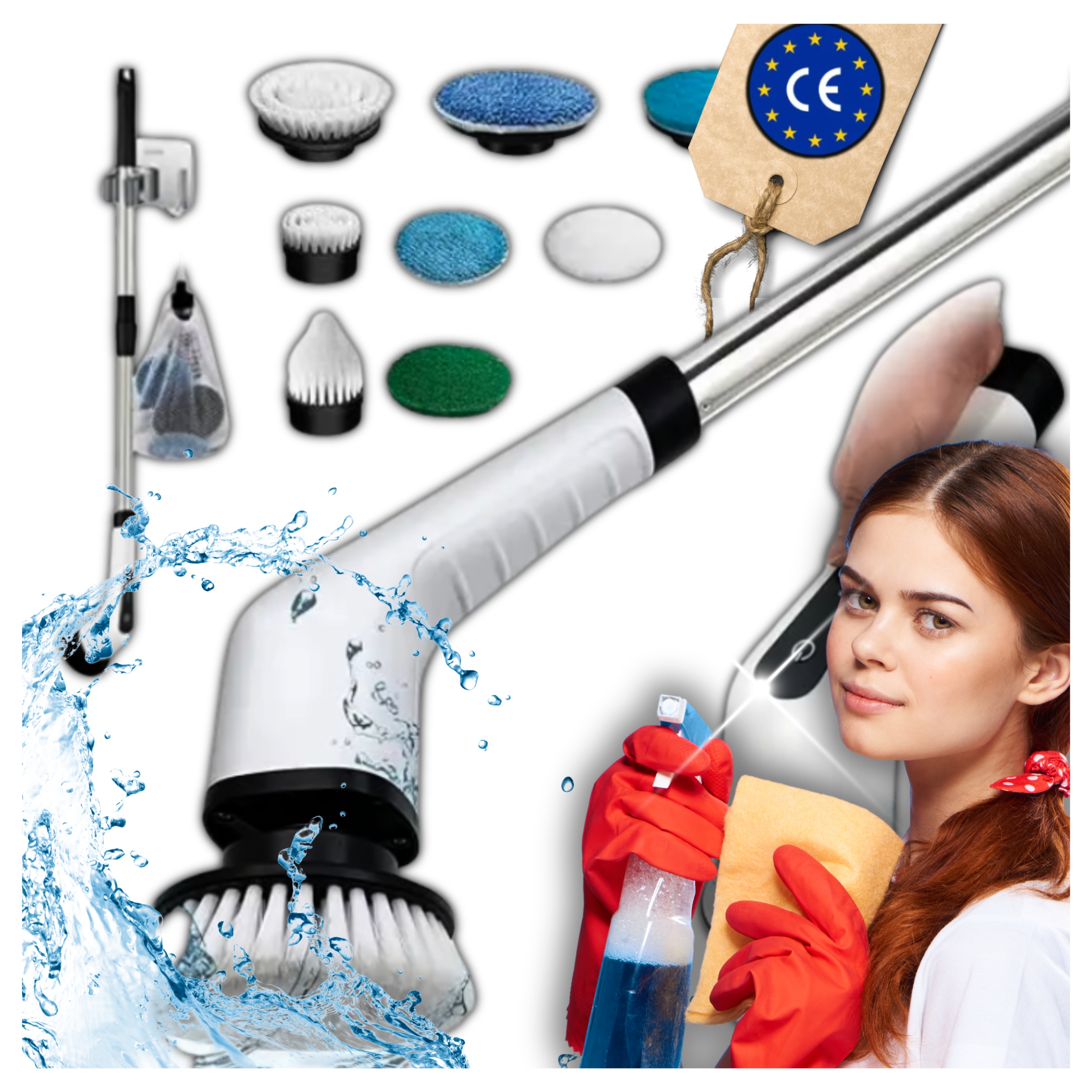 Levně Rotační Mop Elektrický Kartáč Na Čištění 9 kartáčovými hlavami