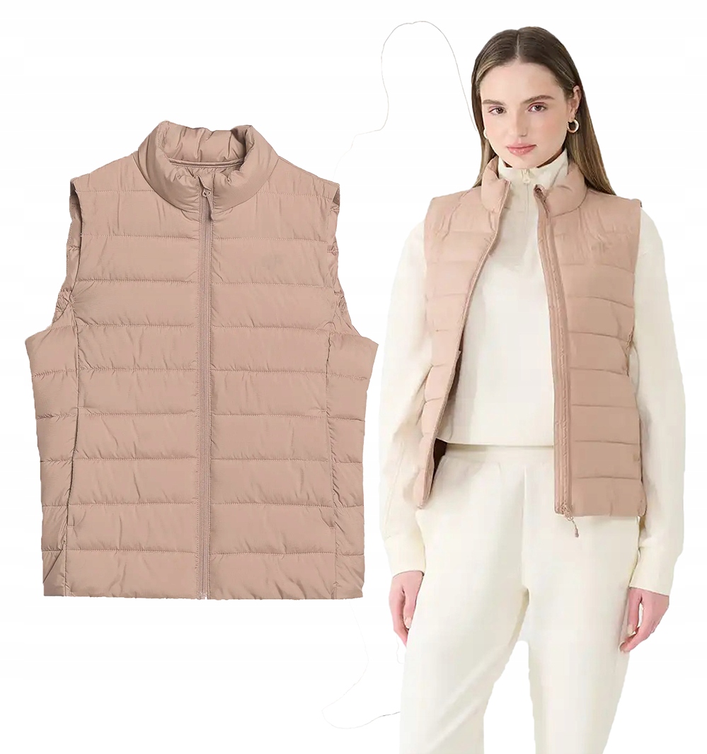 Péřová vesta 4F lehká, tenký stojáček F181 83S béžová M