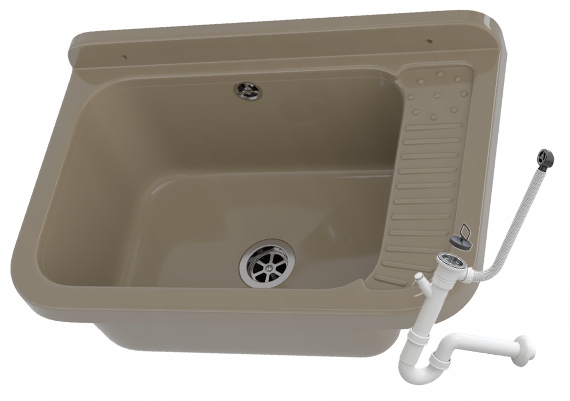 Béžový dřez technický dřez technický, kotelní komora Polo Sifon