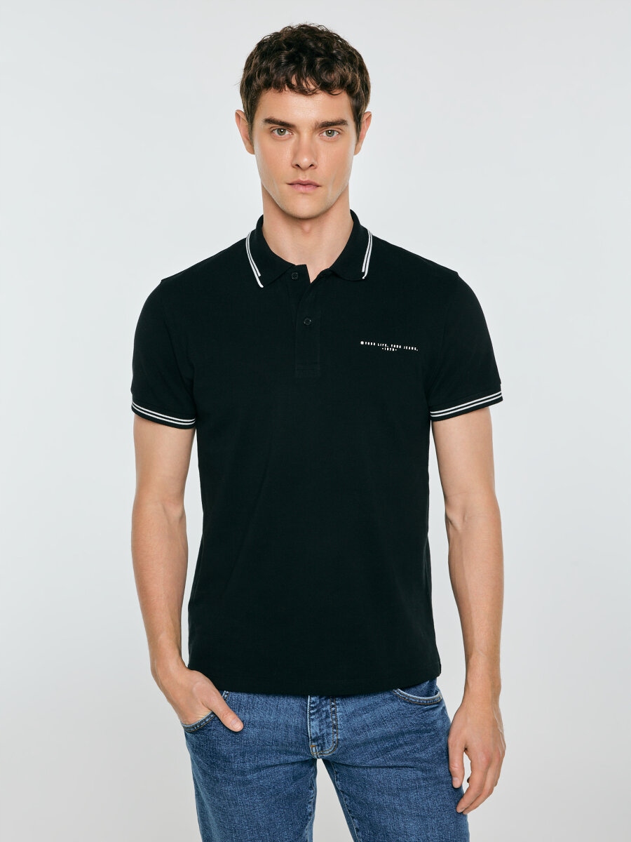 Big Star Tričko pánské polo černé Wladym 906 S