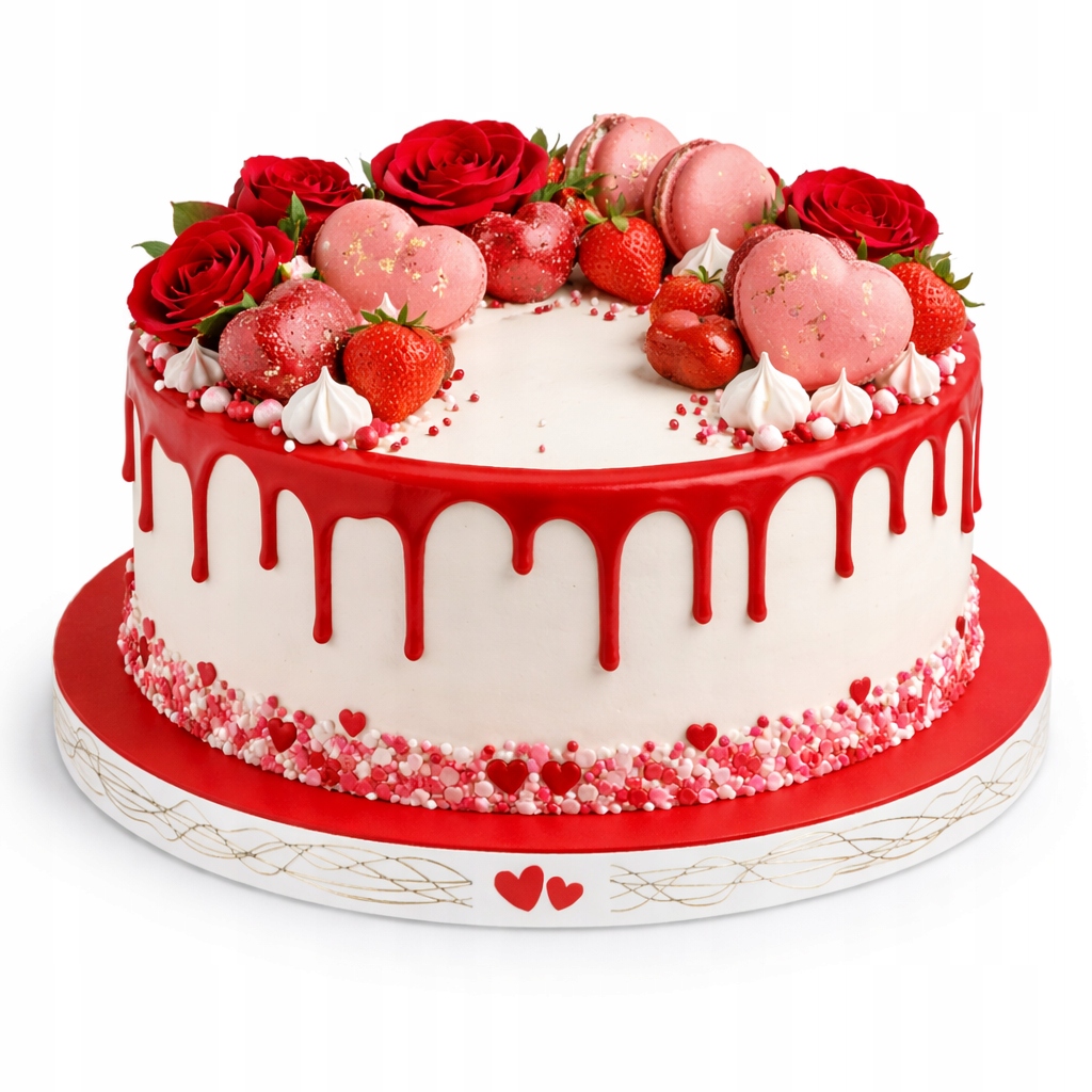 Podkład pod tort ciasto średnica 30cm styrodur czerwony z ozdobnym bokiem