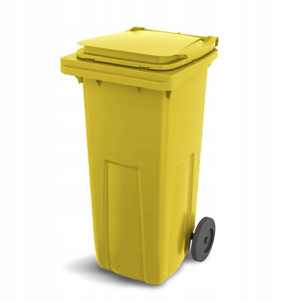 Pojemnik, kubeł, kontener plastik 120l żółty na śmieci mocny odpady