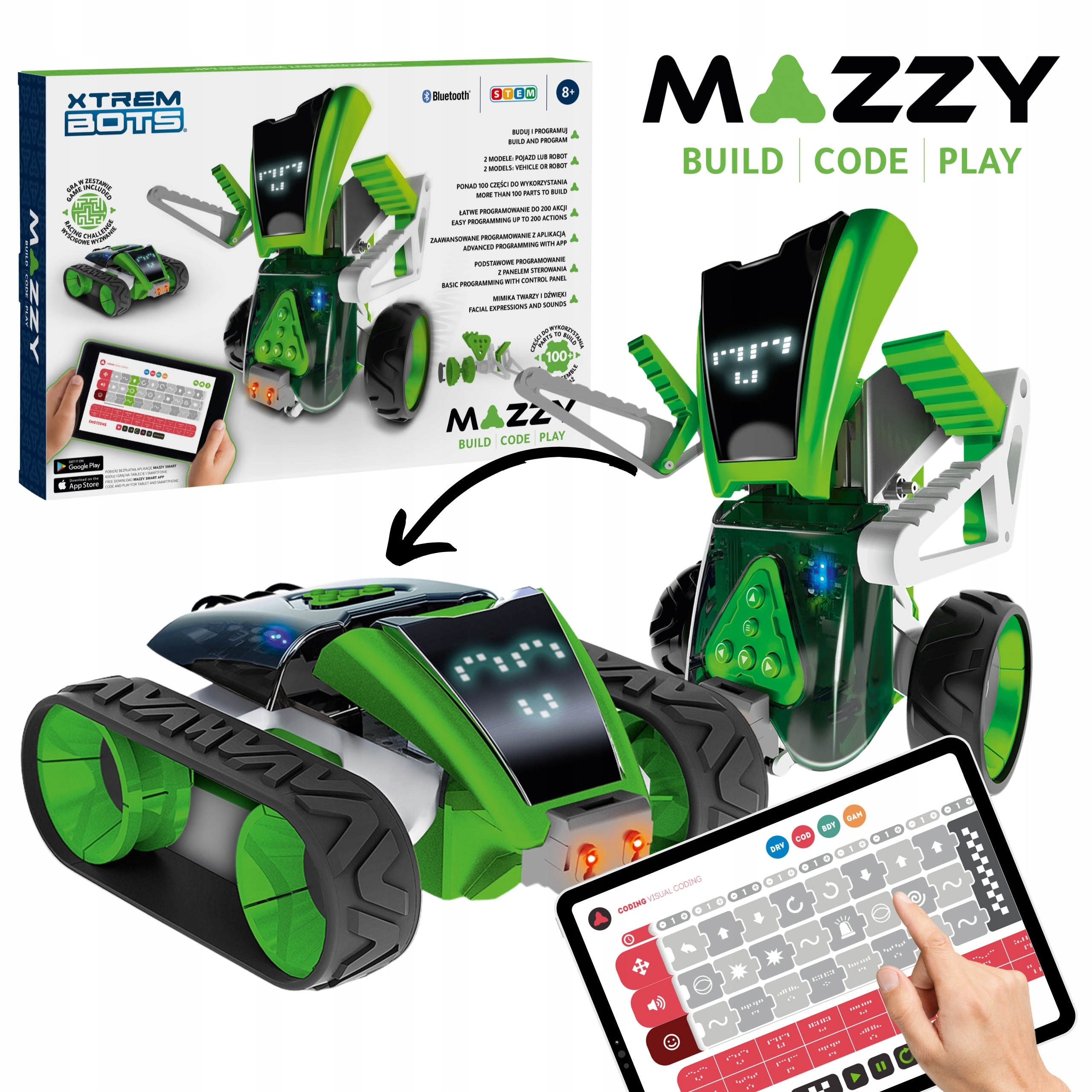Xtrem Bots Zdalnie sterowany pojazd Robot Mazzy do nauki programowania