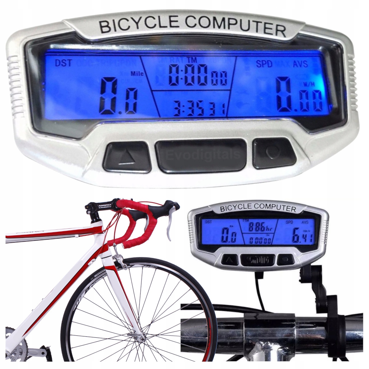 Licznik Rowerowy Prędkościomierz WODOODPORNY Podświetlany Duży LCD 28 Funkc