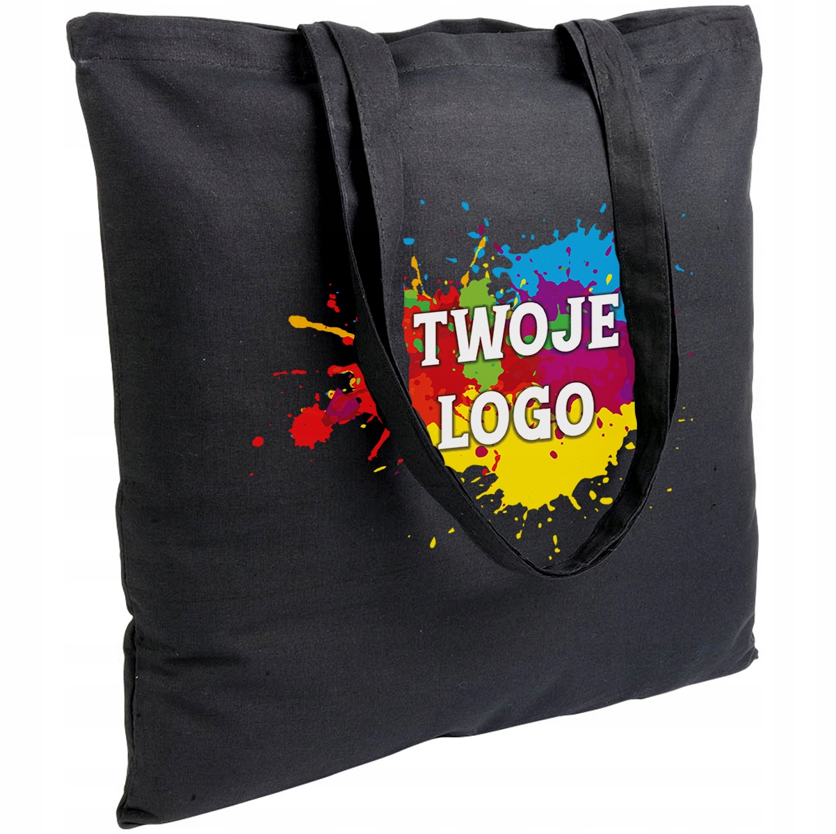 TORBA REKLAMOWA BAWEŁNIANA CZARNA - WŁASNY NADRUK LOGO