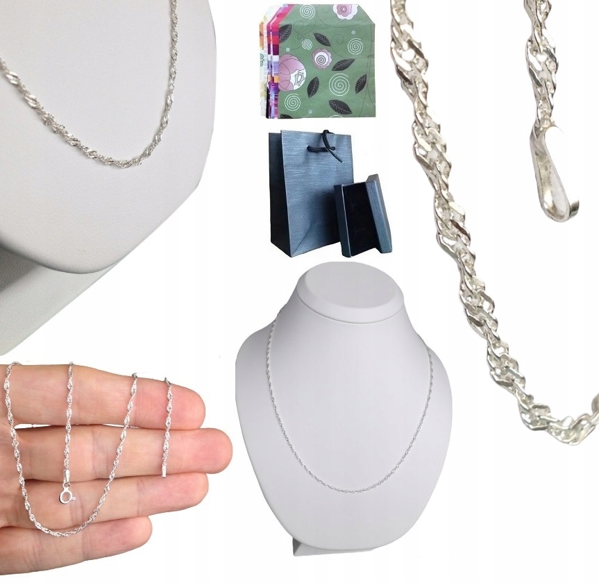 Łańcuszek srebrny komunijny / chrzest + medalik Długość całkowita 50 cm