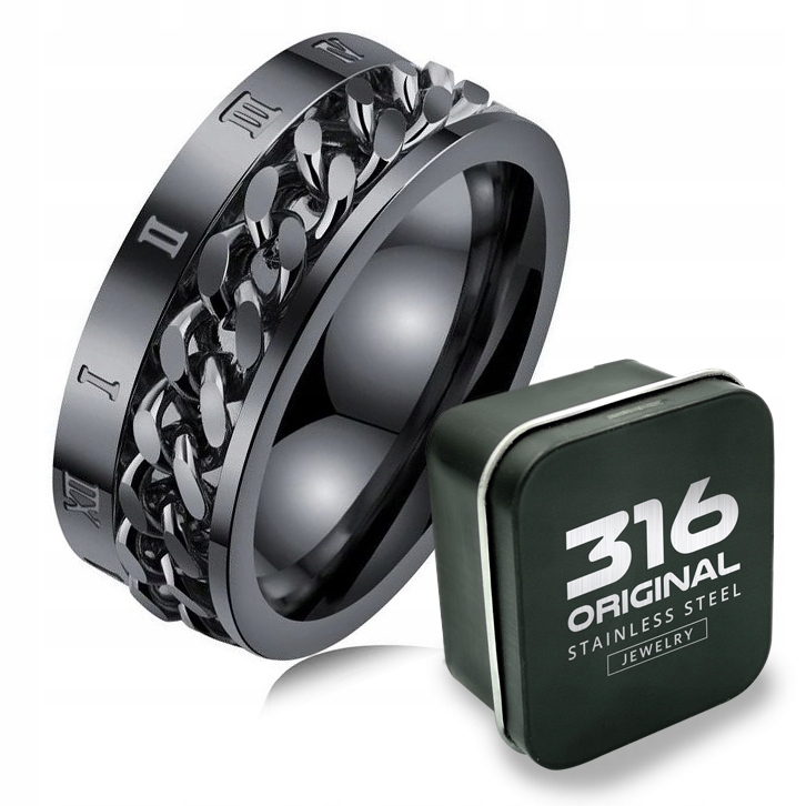 

Czarna Antystresowa Obrączka Męska Stal + Pudełko