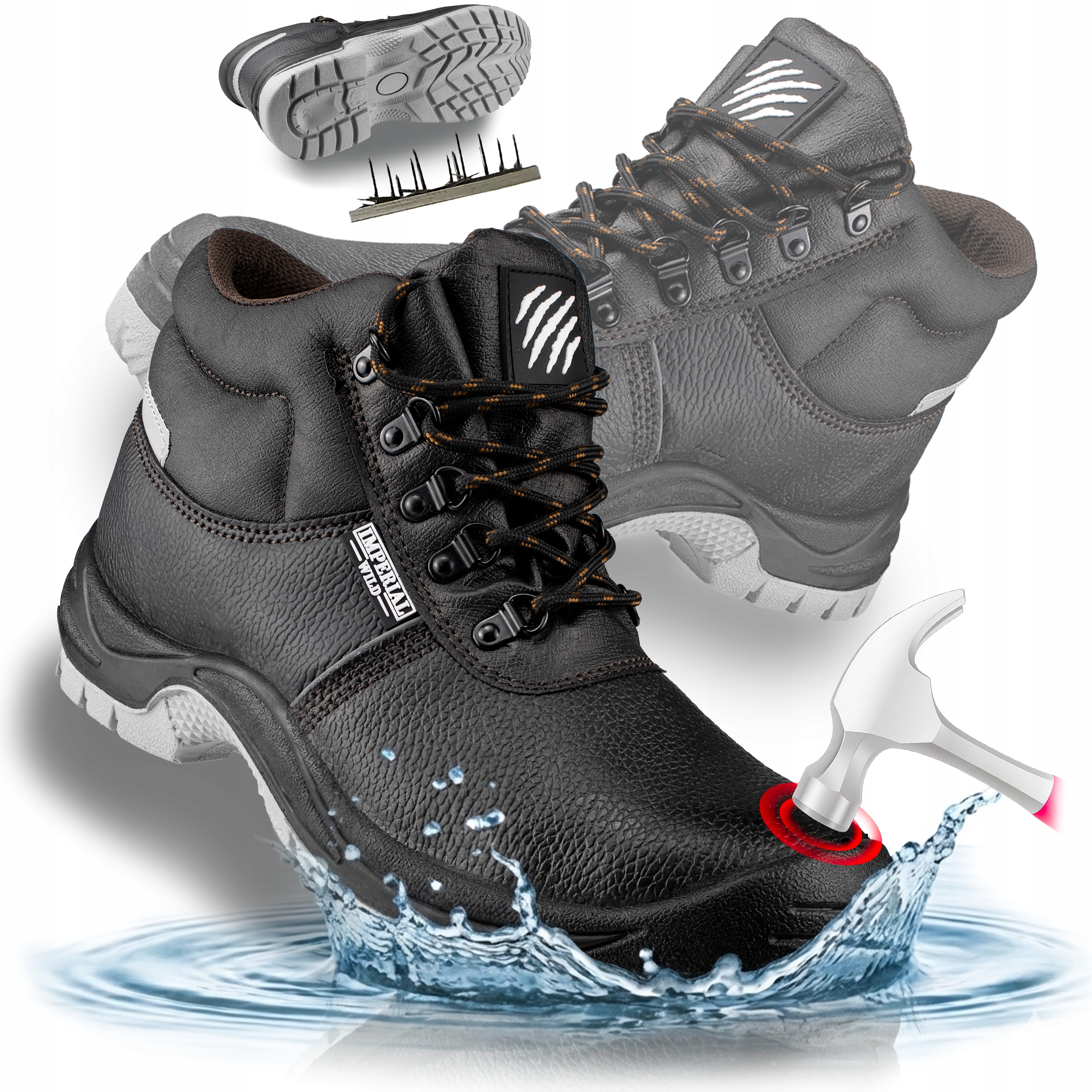 Buty Robocze Męskie Trzewiki Ochronne Z Metalowym Noskiem Wodofobowe Bhp S3