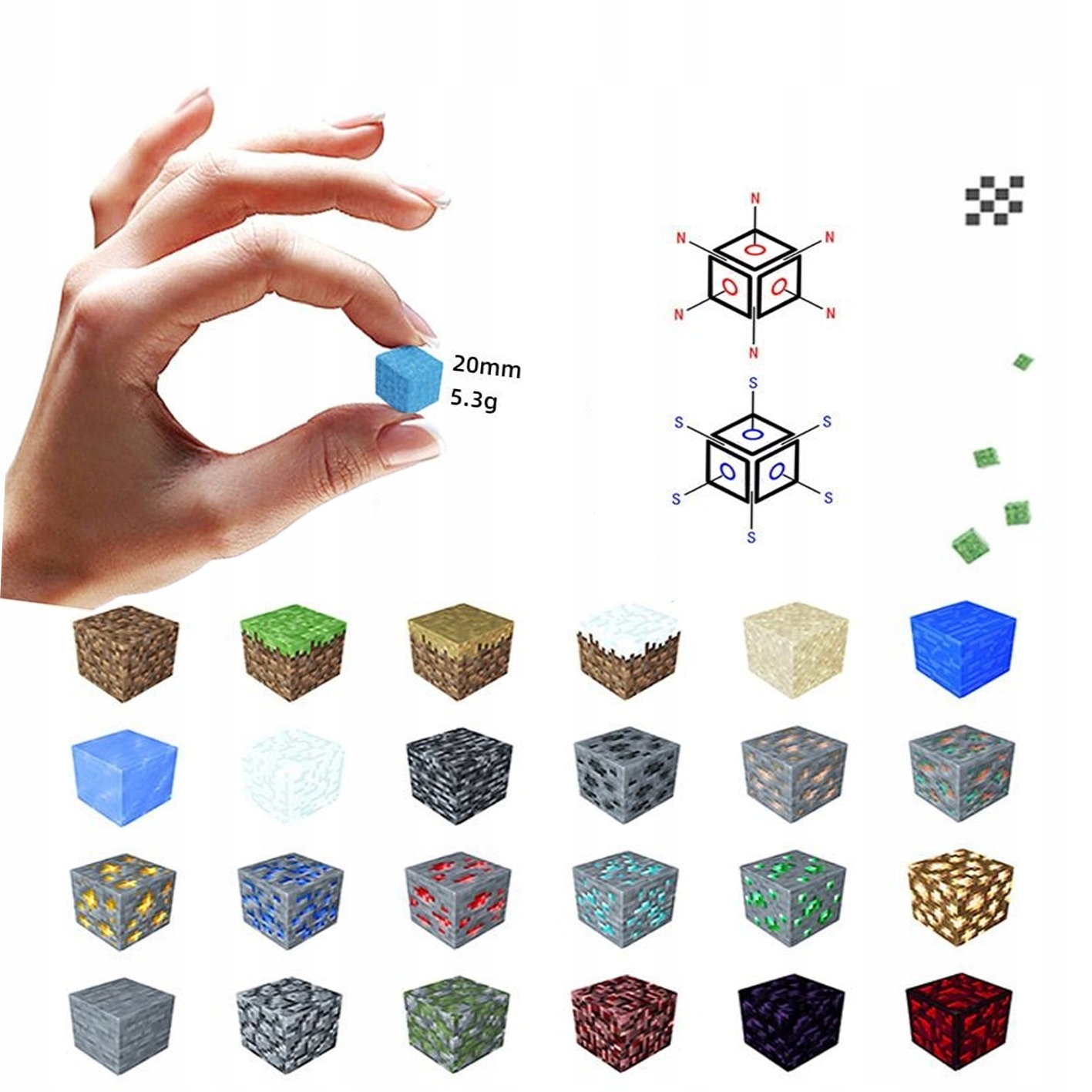 MAGNETYCZNE KLOCKI MINECRAFT DLA DZIECI ZABAWKA LOSOWE MAGNETYCZNE 100SZT EAN (GTIN) 759647960412