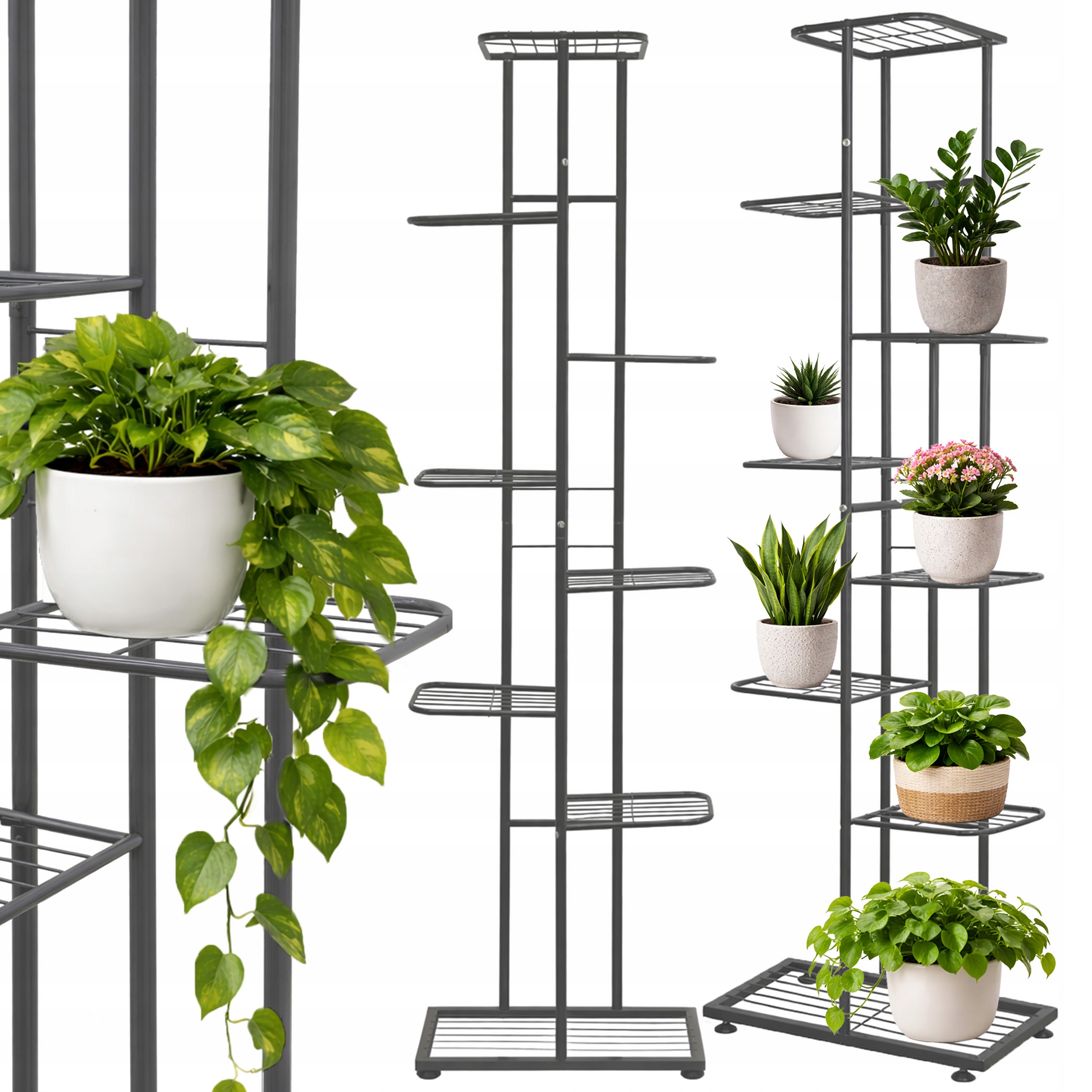 KWIETNIK METALOWY 8-POZIOMOWY PIĘTROWY STOJAK NA DONICZKI ROŚLINY KWIATY 8P