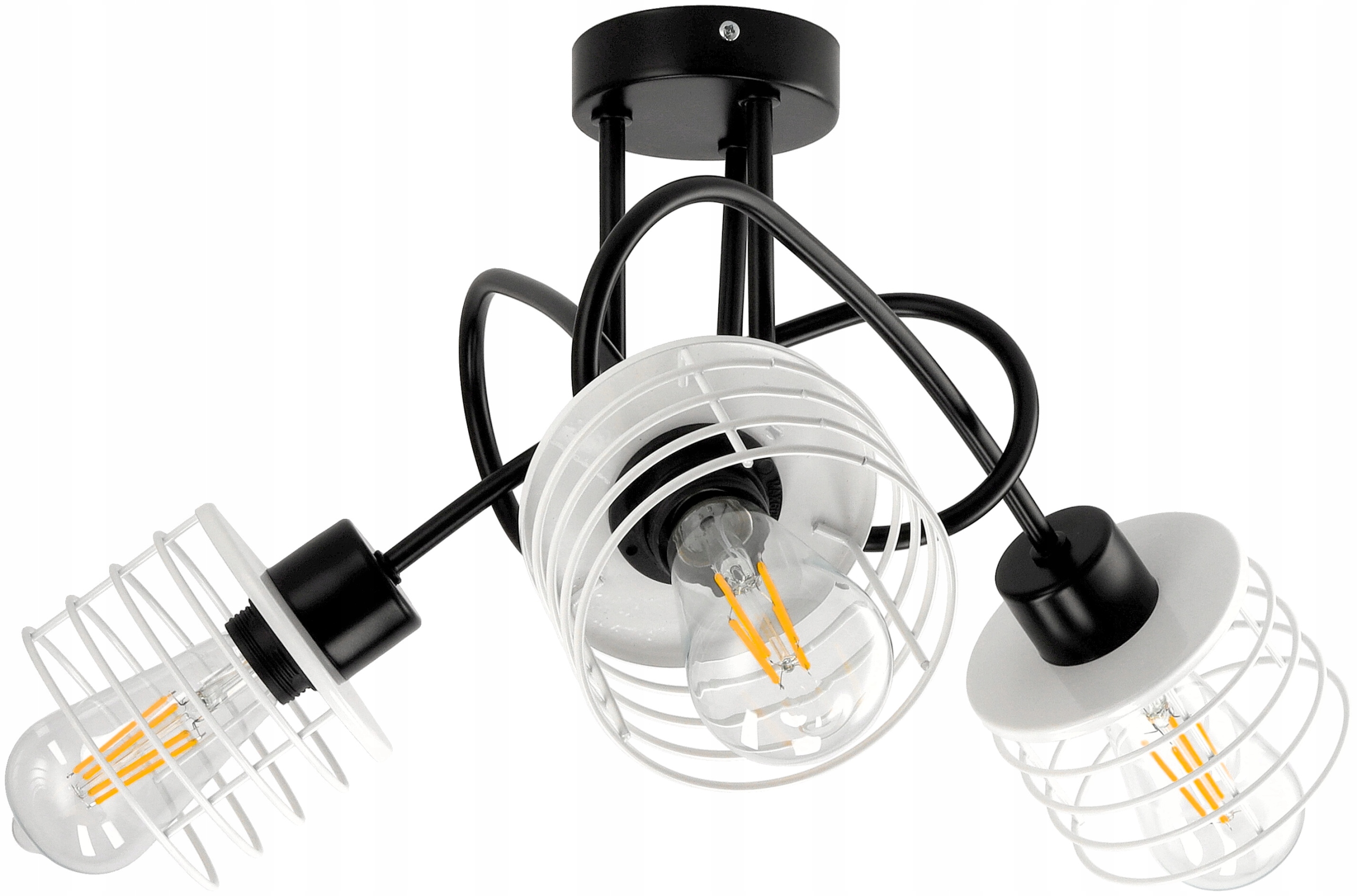 Stropní lustr Loft Kudrnatý 3XE27 Bílá pružina do obývacího pokoje Kuchyně