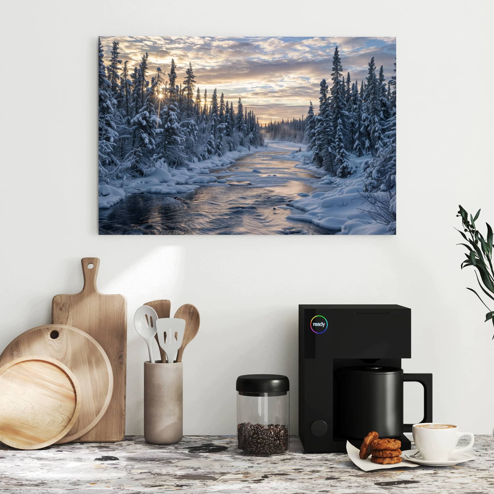 Magnetická tabule Zimní les Nad rzekou 60 × 40 cm