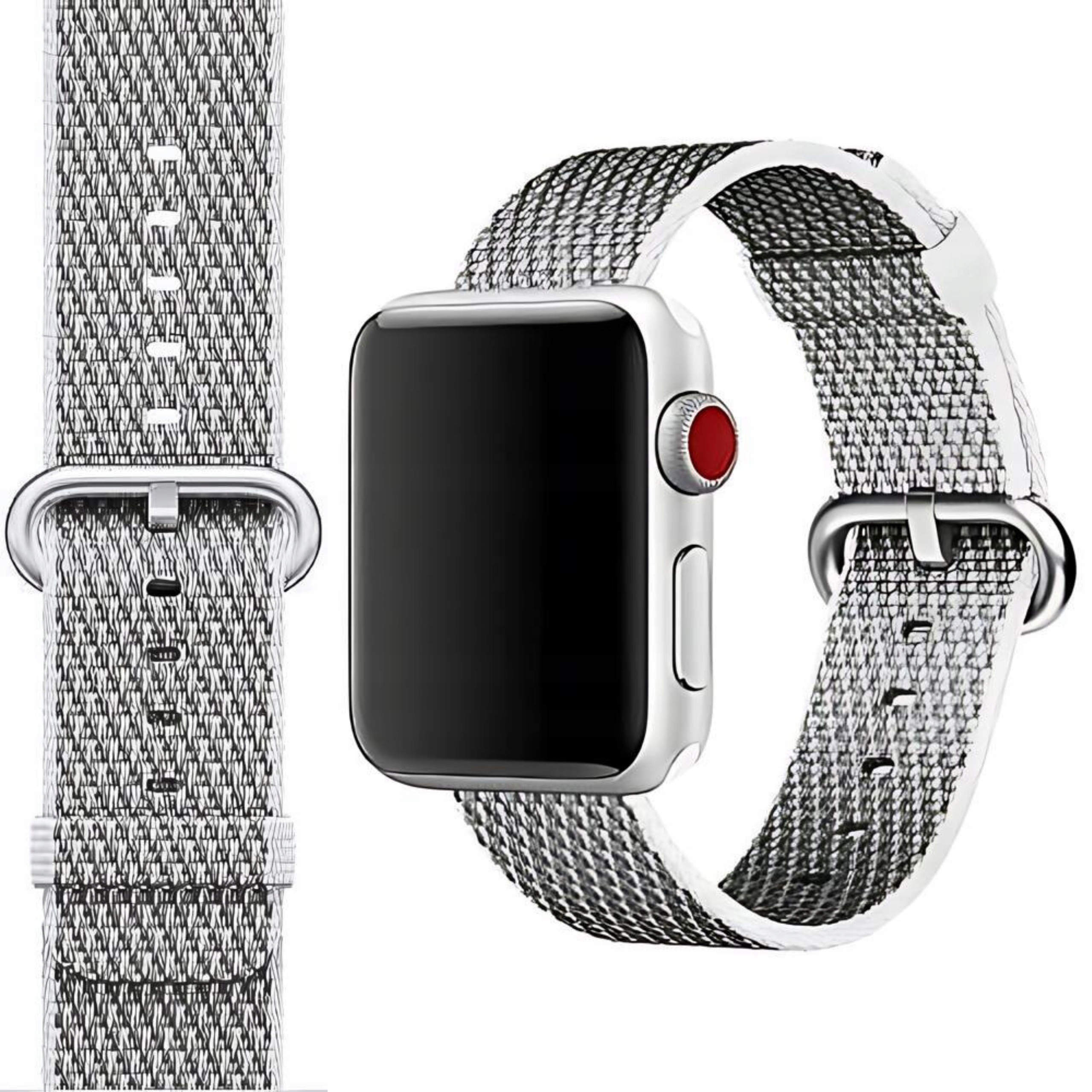 Apple Watch 38 40 41 mm Originální Řemínek stříbrný bílý Woven Nylon White