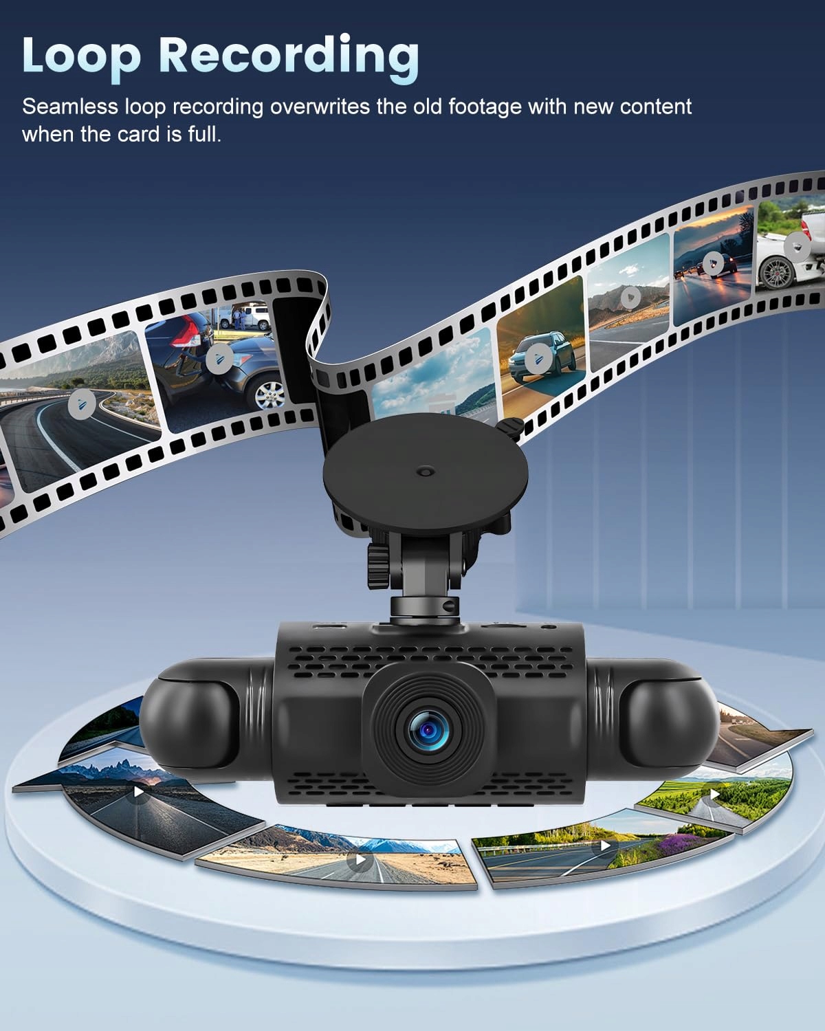 NHOPEEW 4-Channel 1080P Dash Cam 360° 3" Screen G-Sensor 64GB — miniatura 5