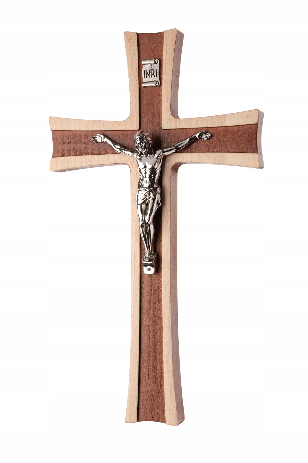 Drewniany krzyż wiszący 22 cm z wycięciami