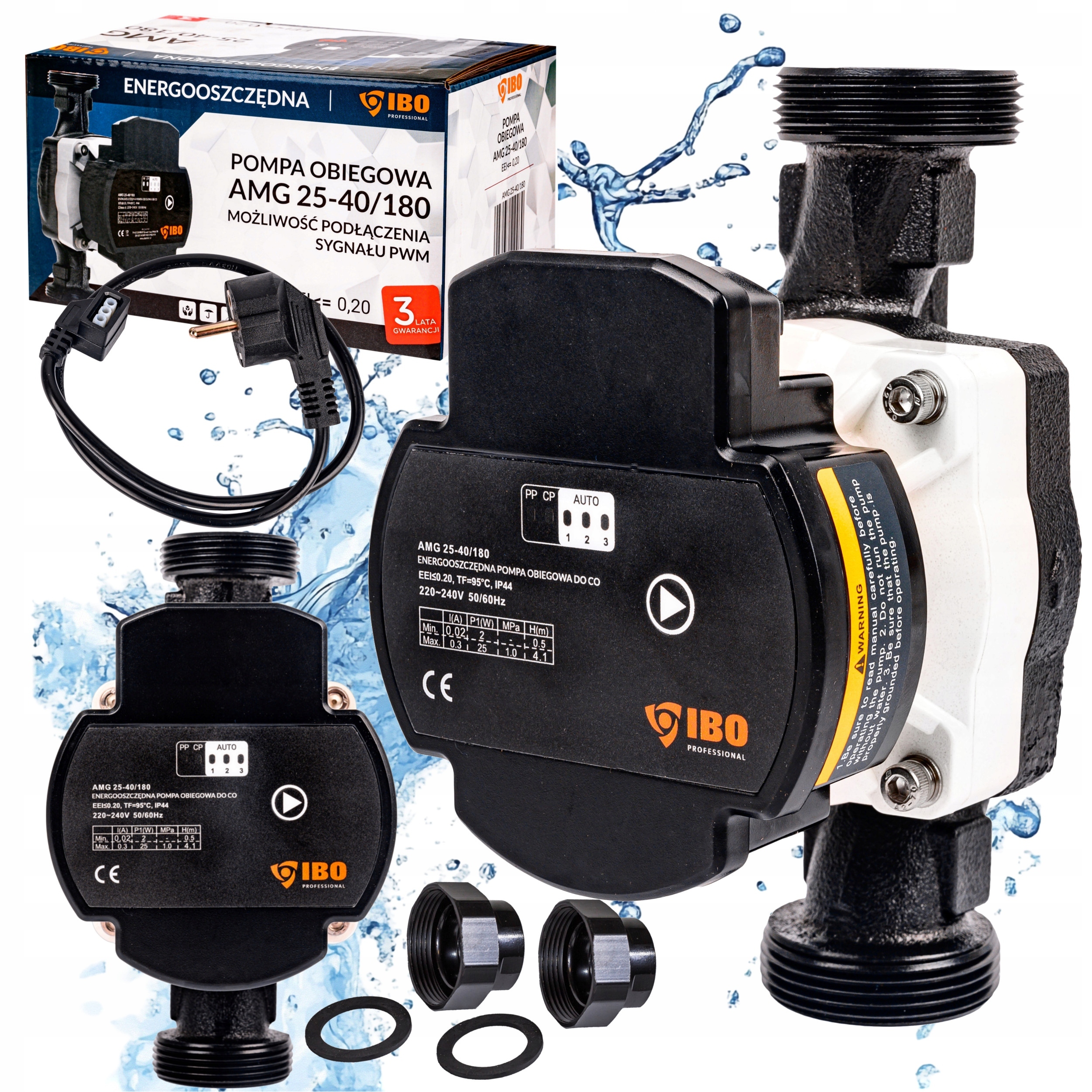 Ibo Cirkulačná Obehová Pumpa Amg 25-40/180 Elektronická, Kábel Skrutky