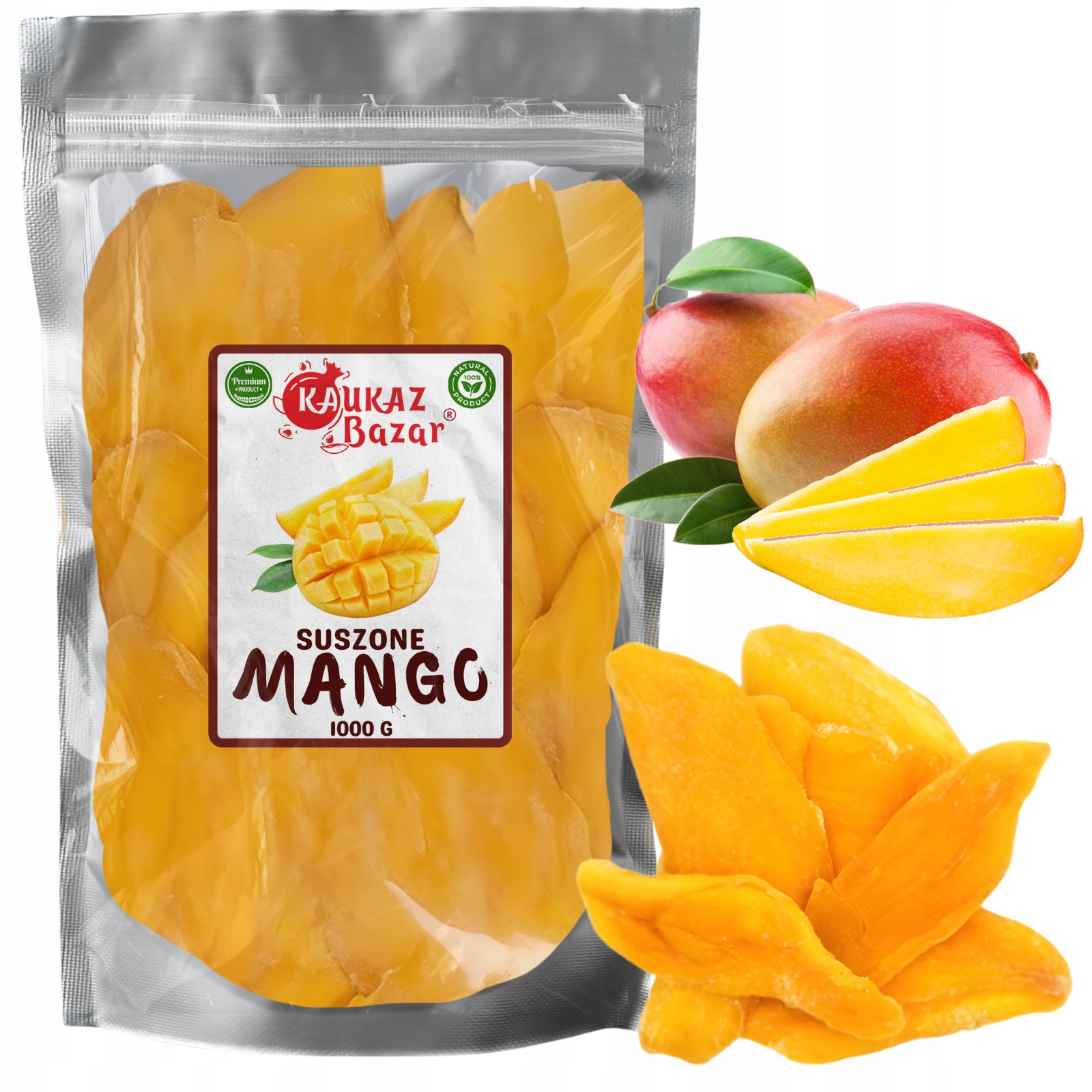 Sušené mango bez přidaného cukru, přírodní, 2 kg (1+1 kg) Vietnam Kaukaz Bazar