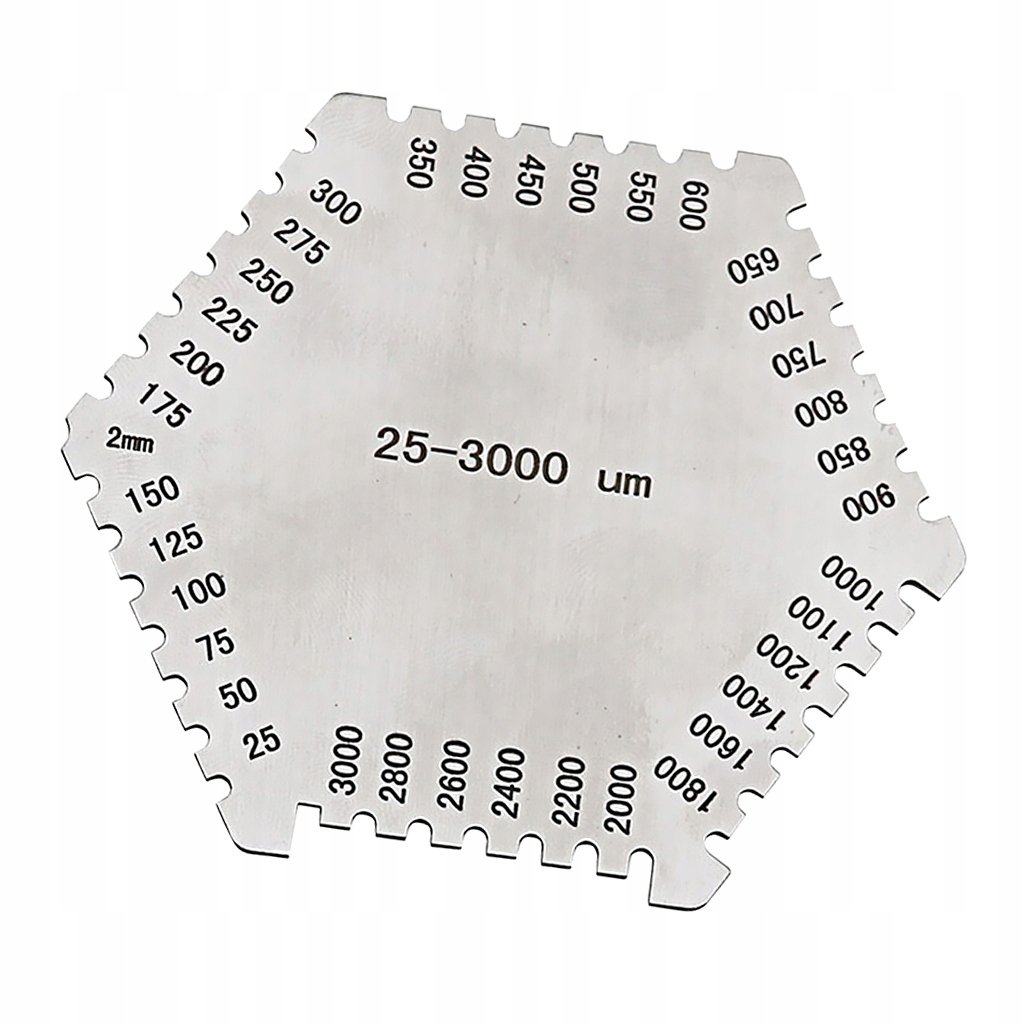 Precyzyjny grzebień Pomiarowy 25-3000 µm na mokro Srebro