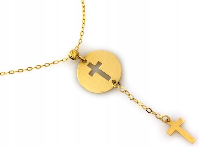 Zlatý náhrdelník 585, originální, s křížky, r45, módní vzor jako dárek 14k