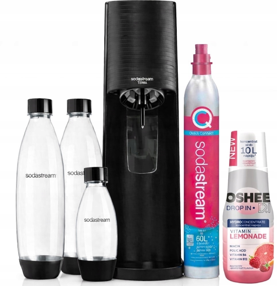 Saturátor na perlivú vodu SodaStream Terra čierny 3 fľaše Syrop+ plyn